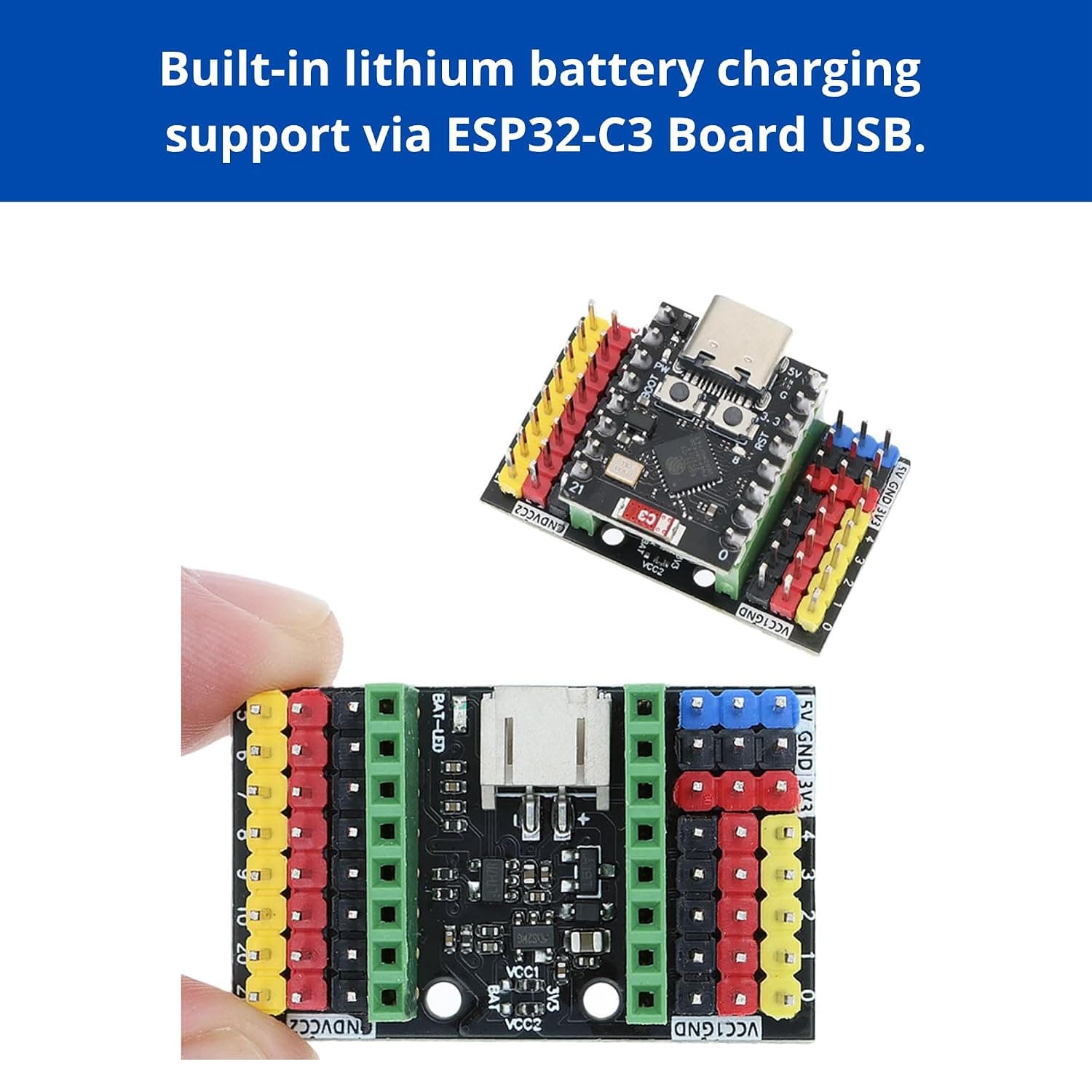 ESP32-C3 Supermini Expansion Board | Built-in Lithium Battery Charging Support via ESP32-C3 USB | Ideal for IoT and Embedded Projects (Only Expension Board)
