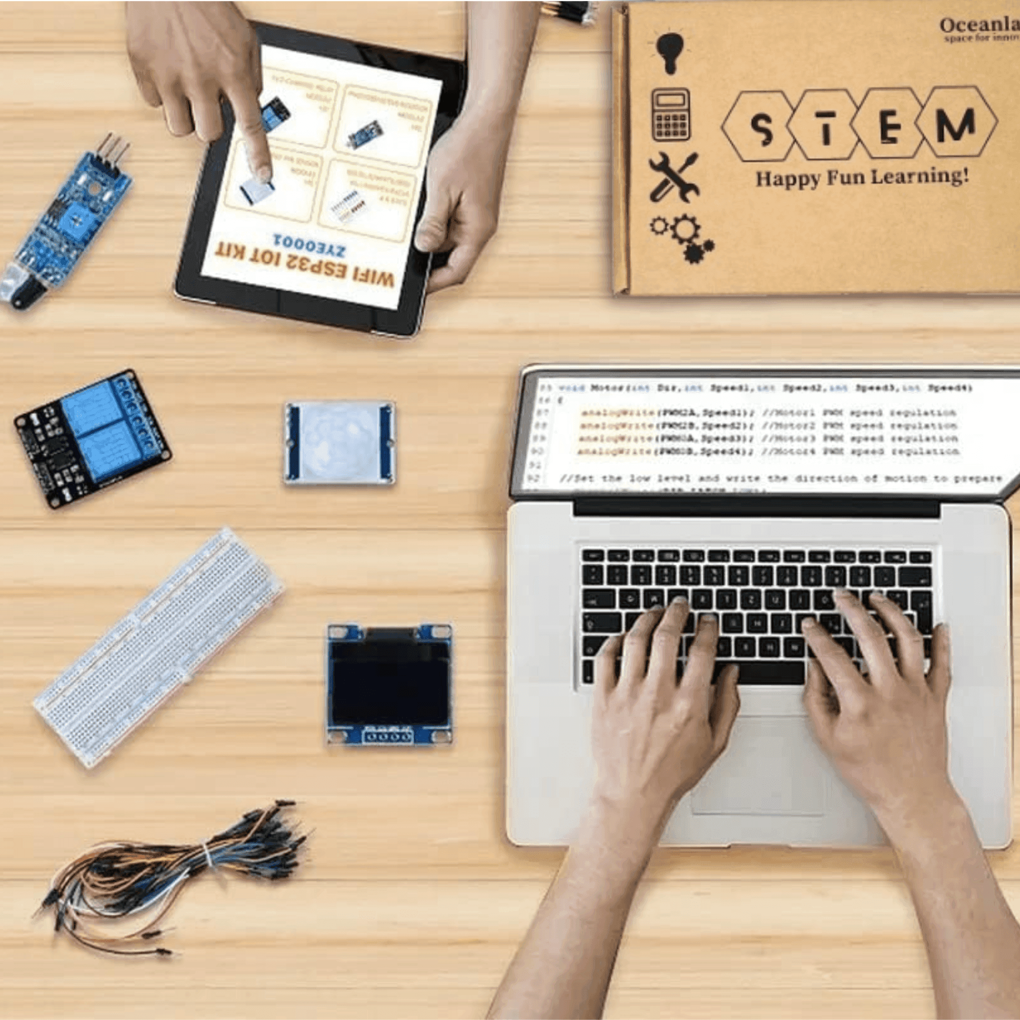 DIY Wireless IOT Ultimate Starter Kit with ESP32 Controller Board with C-Type Interface & Expension Board | 40+ Project Online Tutorials | Compatible with UNO, RPi, ESP32, | 42+ Components