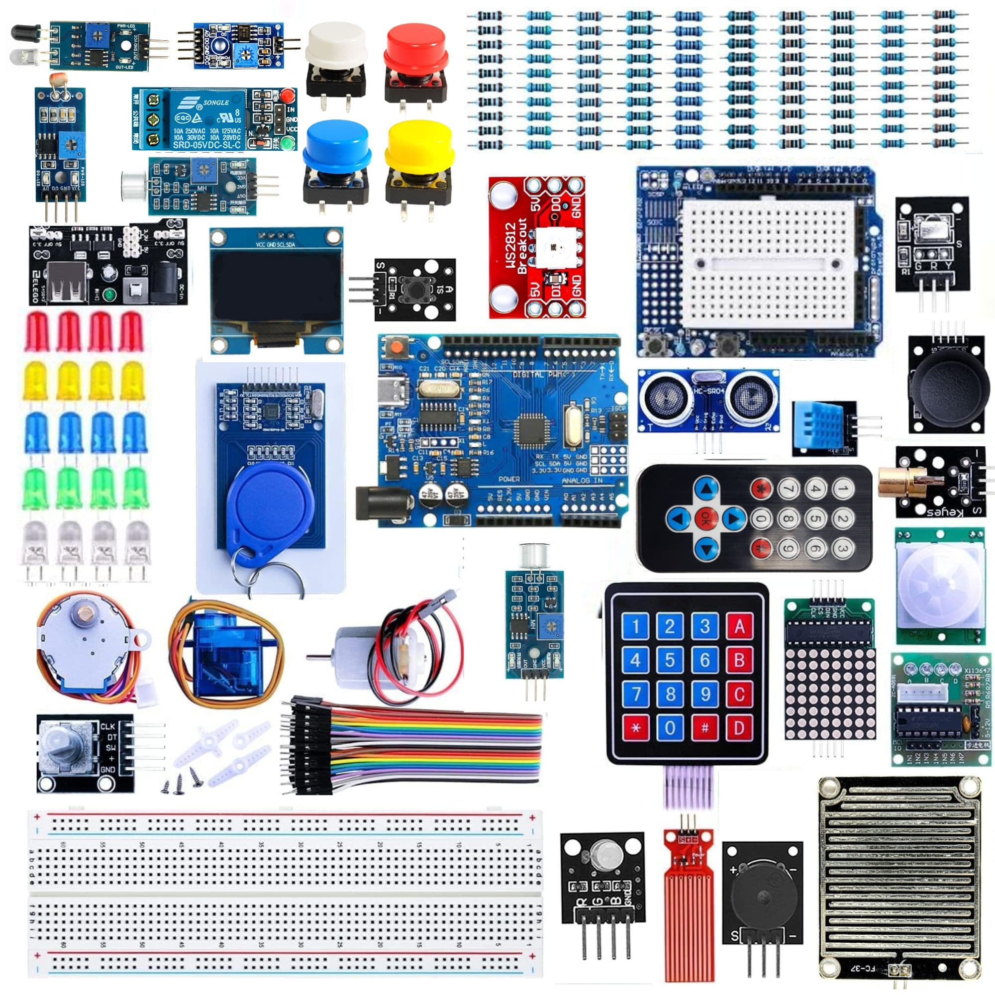 DIY Ultimate Starter Kit with UNO Controller Board with C-Type Interface | 30+ Project Online Tutorials & 30+ Challenges | Compatible with UNO, RPi, ESP32, Mega | 42+ Components