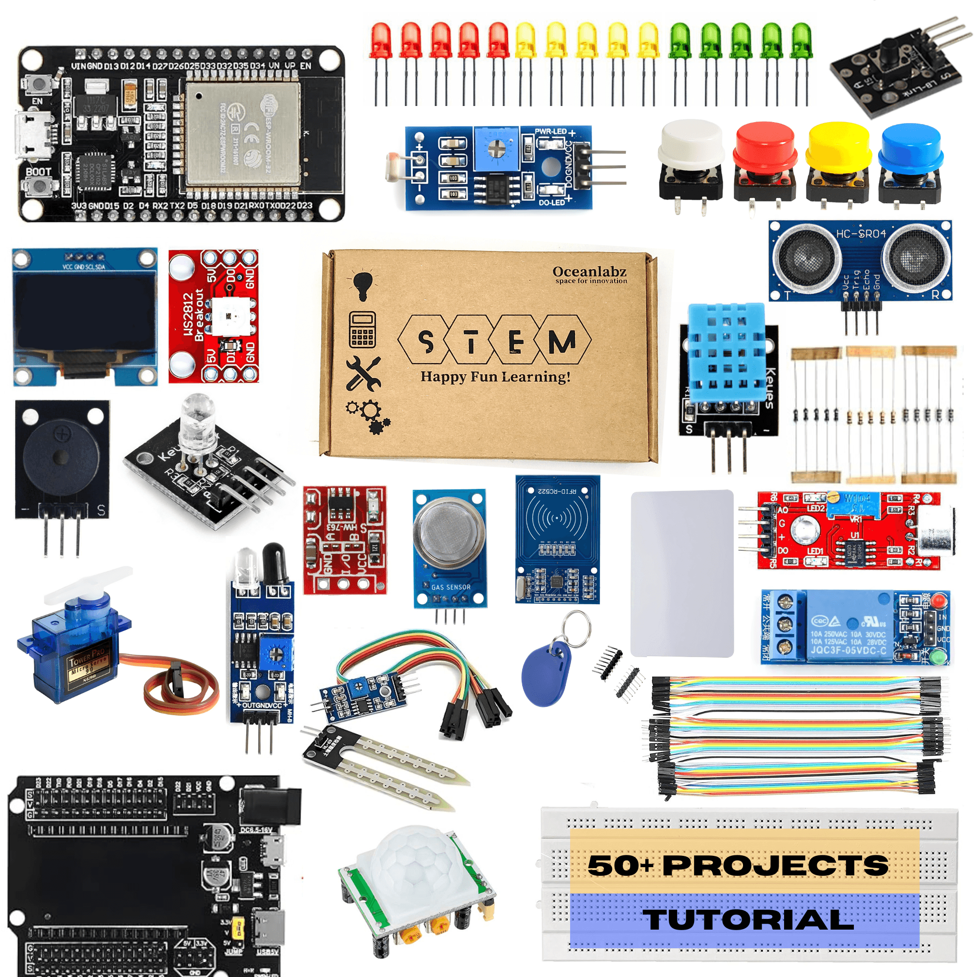 DIY Wireless IOT Super Starter Kit with ESP32 Controller Board & Expension Board | 30+ Project Online Tutorials & 30+ Challenges | Compatible with UNO, RPi, ESP32, Mega | 24+ Components