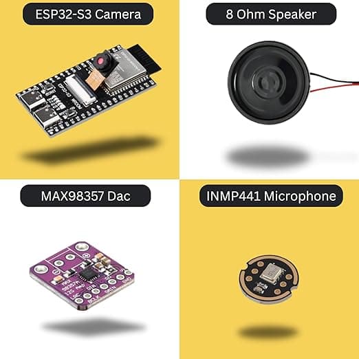DIY AI Voice Kit with ESP32-S3 Camera Board | OLED, INMP441 Microphone, MAX98357 DAC, Speaker & More! | Smart Voice & Vision Development Kit for AI Projects